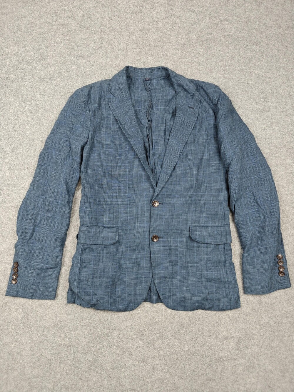 J Crew Blazer Mens 38R Blue Linen Check Thompson Sport Coat Jacket Classic Fit